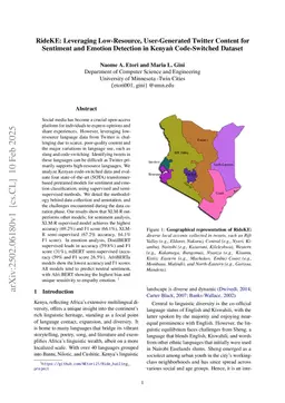 RideKE: Leveraging Low-Resource, User-Generated Twitter Content for Sentiment and Emotion Detection in Kenyan Code-Switched Dataset