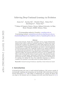 Achieving Deep Continual Learning via Evolution