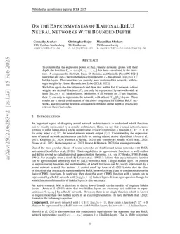 On the Expressiveness of Rational ReLU Neural Networks With Bounded Depth