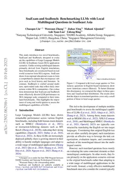 SeaExam and SeaBench: Benchmarking LLMs with Local Multilingual Questions in Southeast Asia
