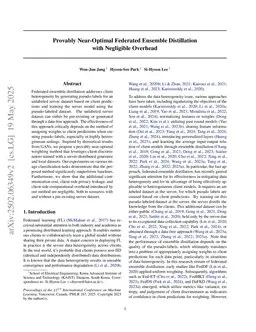 Provably Near-Optimal Federated Ensemble Distillation with Negligible Overhead