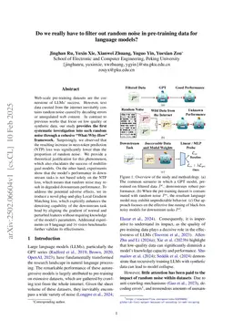 Do we really have to filter out random noise in pre-training data for language models?