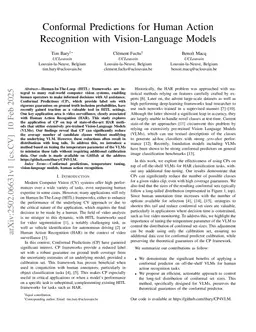 Conformal Predictions for Human Action Recognition with Vision-Language Models