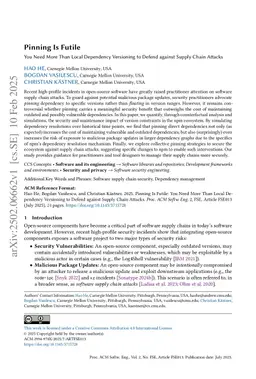 Pinning Is Futile: You Need More Than Local Dependency Versioning to Defend against Supply Chain Attacks