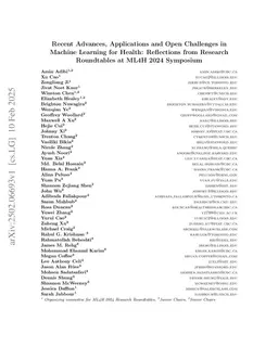 Recent Advances, Applications and Open Challenges in Machine Learning for Health: Reflections from Research Roundtables at ML4H 2024 Symposium