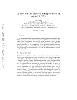 A note on the physical interpretation of neural PDE's