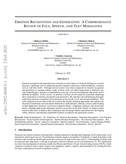Emotion Recognition and Generation: A Comprehensive Review of Face, Speech, and Text Modalities
