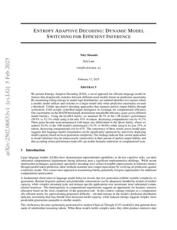Entropy Adaptive Decoding: Dynamic Model Switching for Efficient Inference