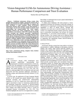 Vision-Integrated LLMs for Autonomous Driving Assistance : Human Performance Comparison and Trust Evaluation