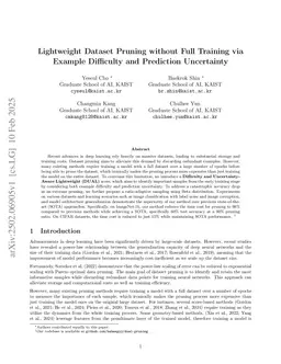 Lightweight Dataset Pruning without Full Training via Example Difficulty and Prediction Uncertainty