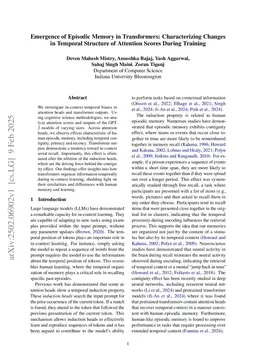 Emergence of Episodic Memory in Transformers: Characterizing Changes in Temporal Structure of Attention Scores During Training