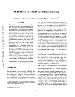 Model Diffusion for Certifiable Few-shot Transfer Learning
