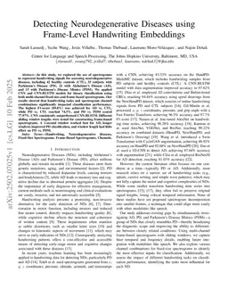 Detecting Neurodegenerative Diseases using Frame-Level Handwriting Embeddings