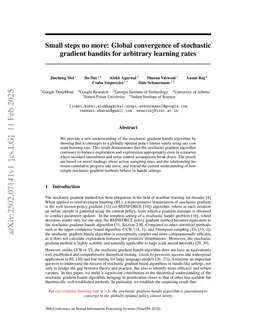 Small steps no more: Global convergence of stochastic gradient bandits for arbitrary learning rates