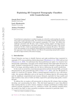 Explaining 3D Computed Tomography Classifiers with Counterfactuals