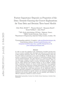 Feature Importance Depends on Properties of the Data: Towards Choosing the Correct Explanations for Your Data and Decision Trees based Models