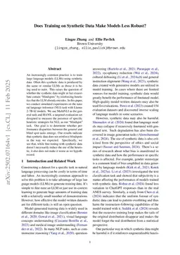 Does Training on Synthetic Data Make Models Less Robust?