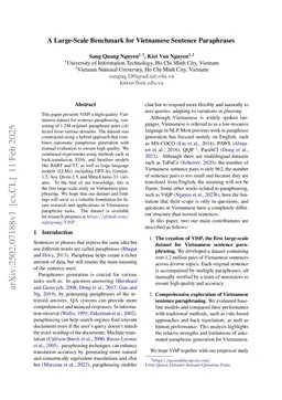 A Large-Scale Benchmark for Vietnamese Sentence Paraphrases