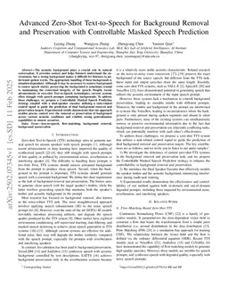 Advanced Zero-Shot Text-to-Speech for Background Removal and Preservation with Controllable Masked Speech Prediction