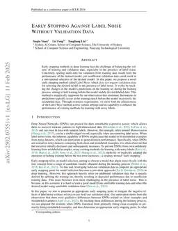 Early Stopping Against Label Noise Without Validation Data