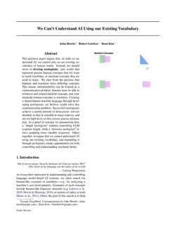 We Can't Understand AI Using our Existing Vocabulary