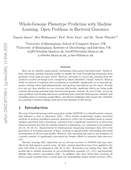 Whole-Genome Phenotype Prediction with Machine Learning: Open Problems in Bacterial Genomics