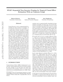 SNAP: Sequential Non-Ancestor Pruning for Targeted Causal Effect Estimation With an Unknown Graph