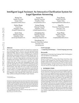 Intelligent Legal Assistant: An Interactive Clarification System for Legal Question Answering