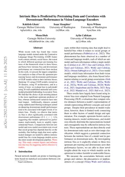 Intrinsic Bias is Predicted by Pretraining Data and Correlates with Downstream Performance in Vision-Language Encoders