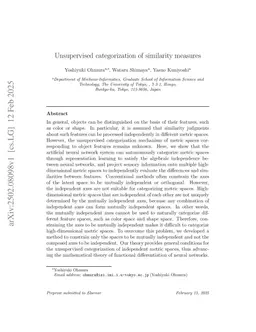 Unsupervised categorization of similarity measures