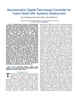 Neuromorphic Digital-Twin-based Controller for Indoor Multi-UAV Systems Deployment
