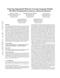 Fostering Appropriate Reliance on Large Language Models: The Role of Explanations, Sources, and Inconsistencies