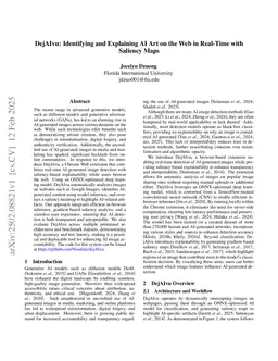 DejAIvu: Identifying and Explaining AI Art on the Web in Real-Time with Saliency Maps