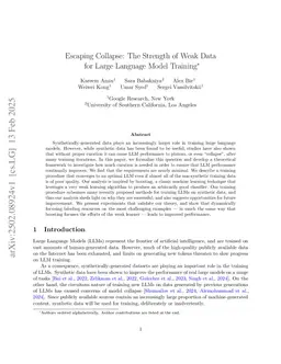 Escaping Collapse: The Strength of Weak Data for Large Language Model Training