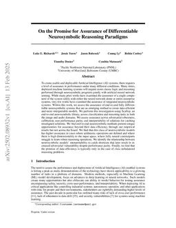 On the Promise for Assurance of Differentiable Neurosymbolic Reasoning Paradigms