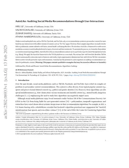 AutoLike: Auditing Social Media Recommendations through User Interactions