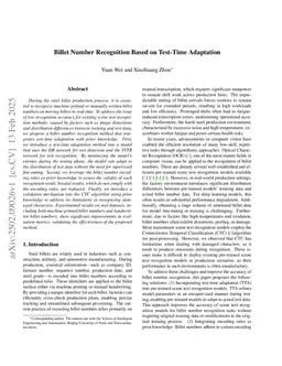 Billet Number Recognition Based on Test-Time Adaptation