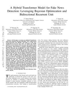 A Hybrid Transformer Model for Fake News Detection: Leveraging Bayesian Optimization and Bidirectional Recurrent Unit