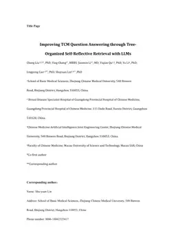 Improving TCM Question Answering through Tree-Organized Self-Reflective Retrieval with LLMs