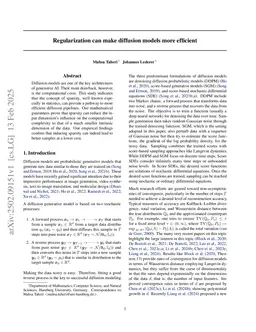 Regularization can make diffusion models more efficient