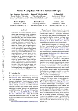 Matina: A Large-Scale 73B Token Persian Text Corpus