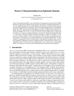 Pearce's Characterisation in an Epistemic Domain