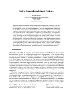 Logical foundations of Smart Contracts
