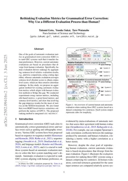 Rethinking Evaluation Metrics for Grammatical Error Correction: Why Use a Different Evaluation Process than Human?