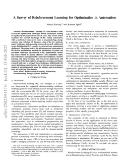 A Survey of Reinforcement Learning for Optimization in Automation