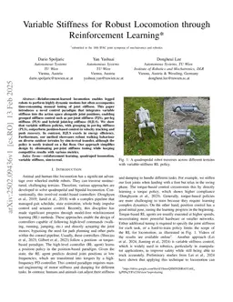 Variable Stiffness for Robust Locomotion through Reinforcement Learning