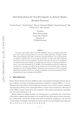 Dual Formulation for Non-Rectangular Lp Robust Markov Decision Processes