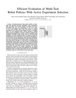 Efficient Evaluation of Multi-Task Robot Policies With Active Experiment Selection
