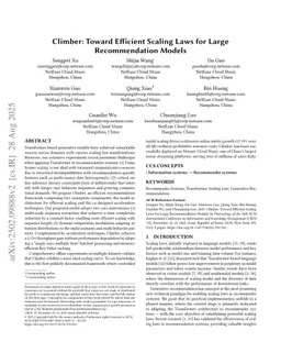 Climber: Toward Efficient Scaling Laws for Large Recommendation Models