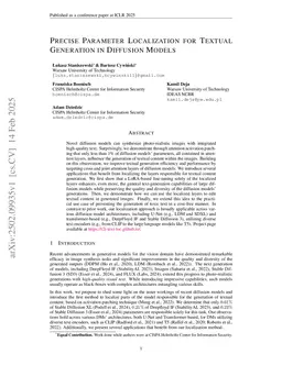 Precise Parameter Localization for Textual Generation in Diffusion Models